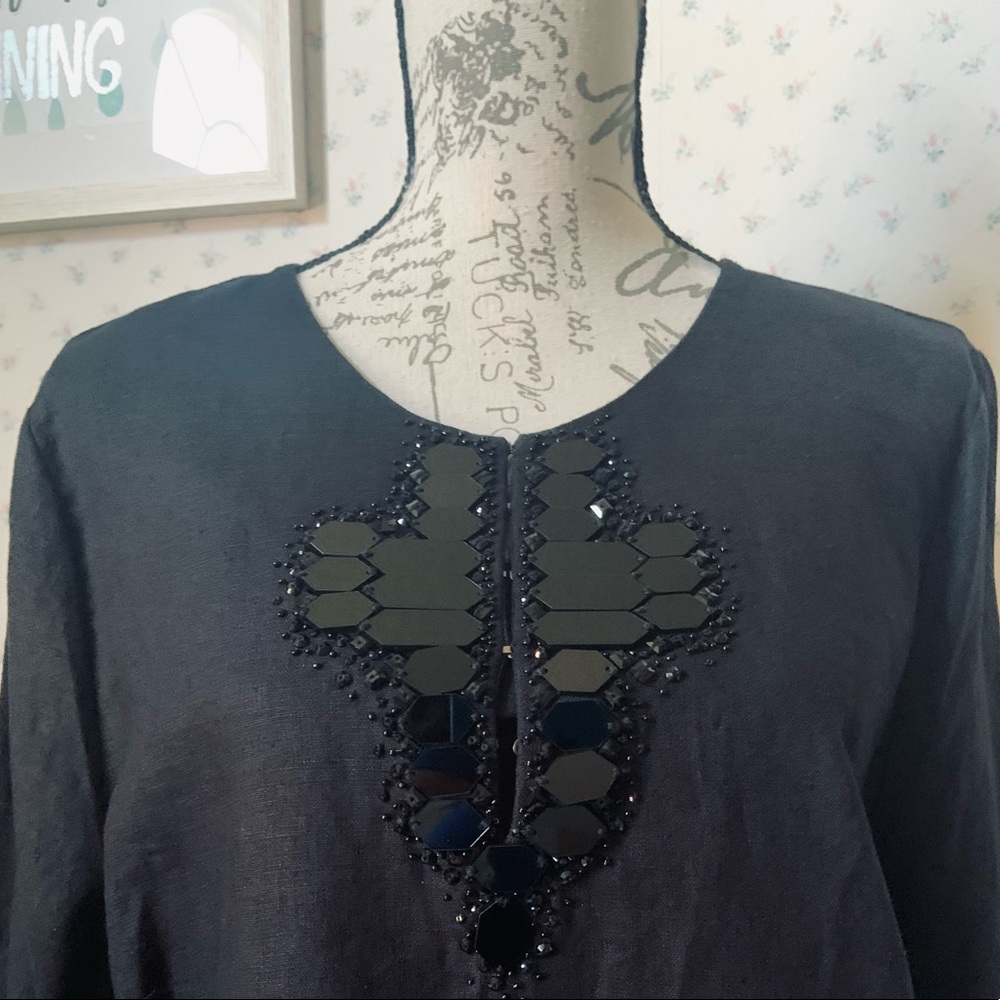 Donna Karan New York Linen Jewel Embellished Tunic - Picture 7 of 12